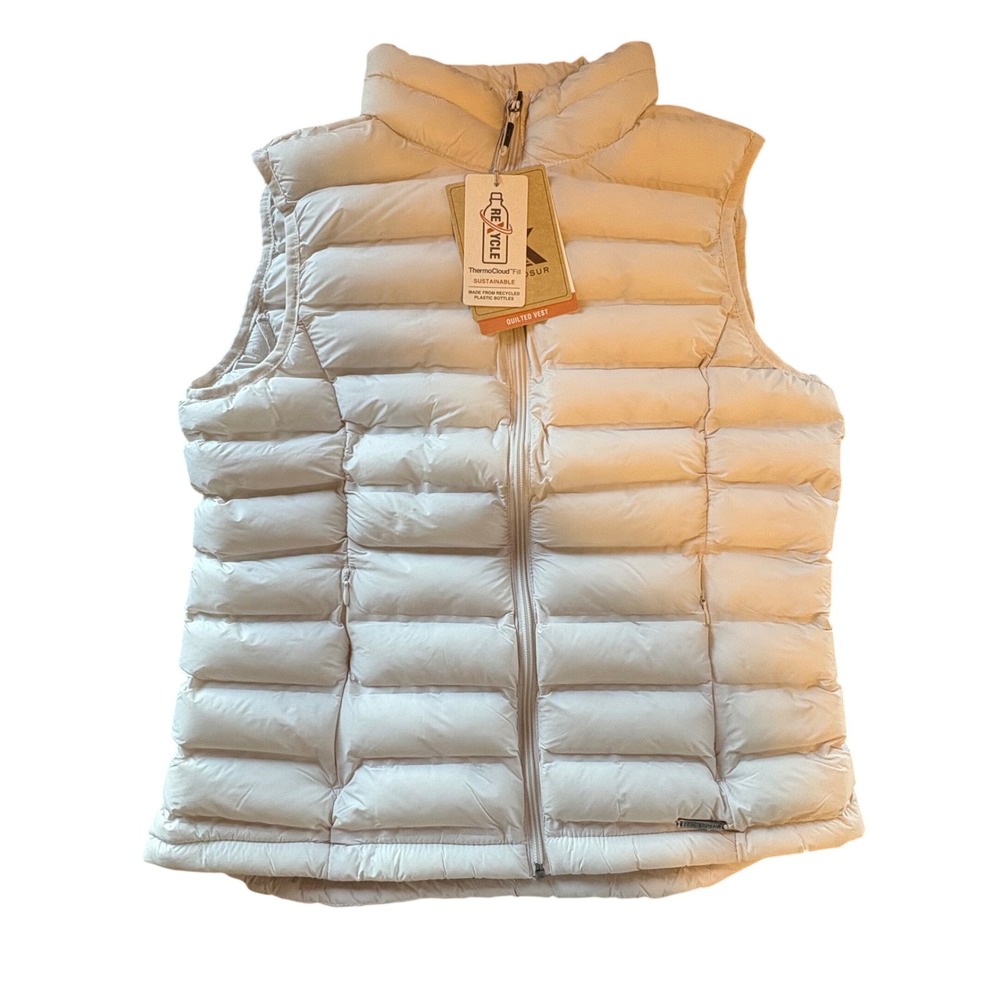 ZeroXposur Quilted Vest Womens M Almond Cream Sustainable NWT ThermoCloud Fill